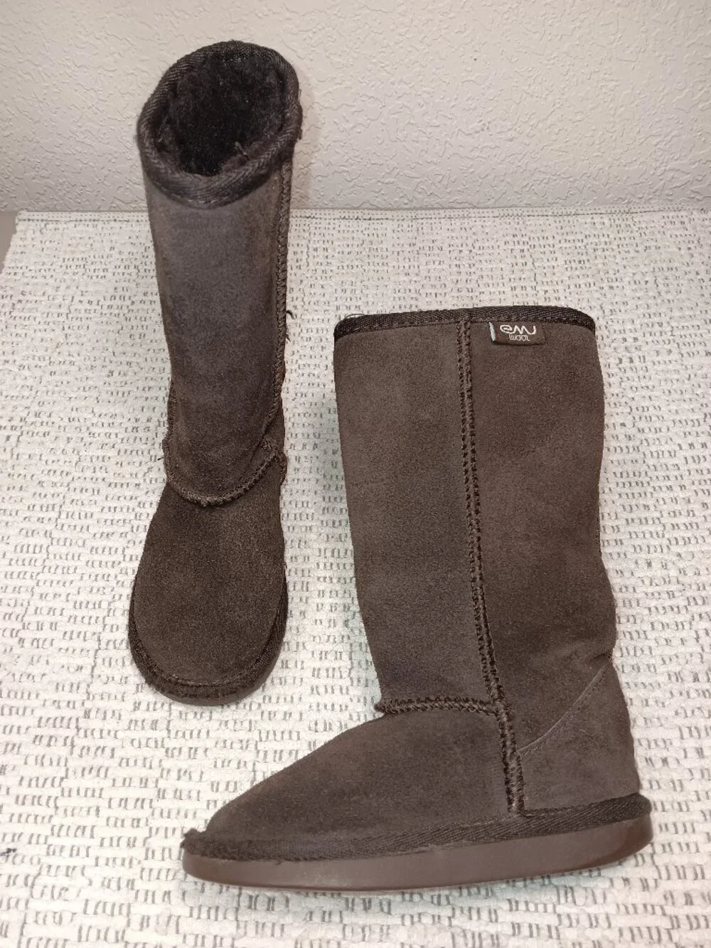 Emu Australia Kids Toddler 'Bronte Hi' Brown Suede Merino Wool Boots sz 9